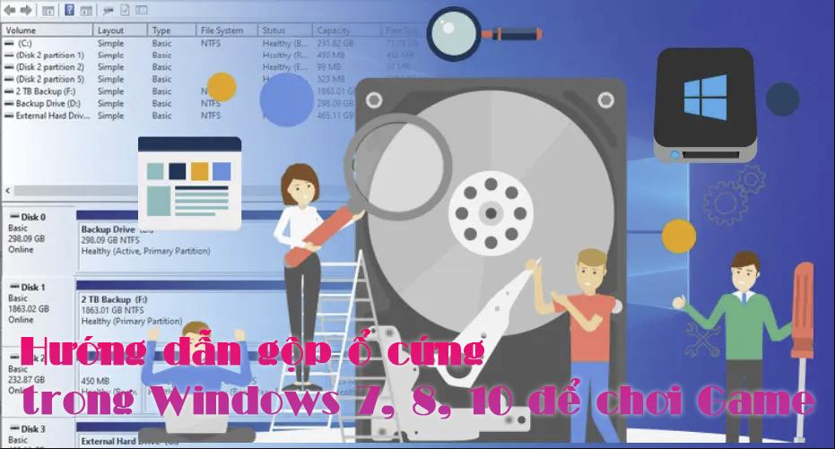 Hướng dẫn gộp ổ cứng trong Windows 7, 8, 10 để chơi Game