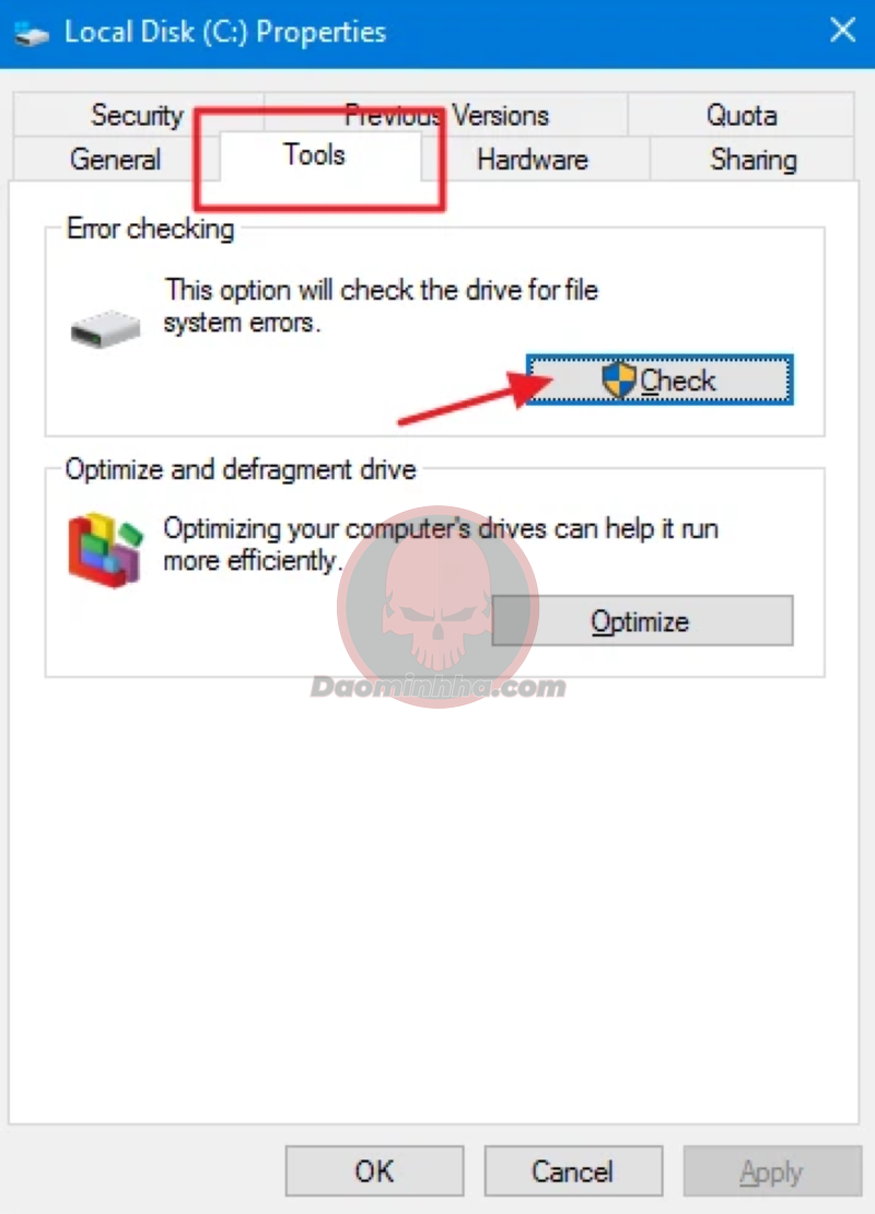 Cách quét ổ cứng bằng công cụ Error Checking