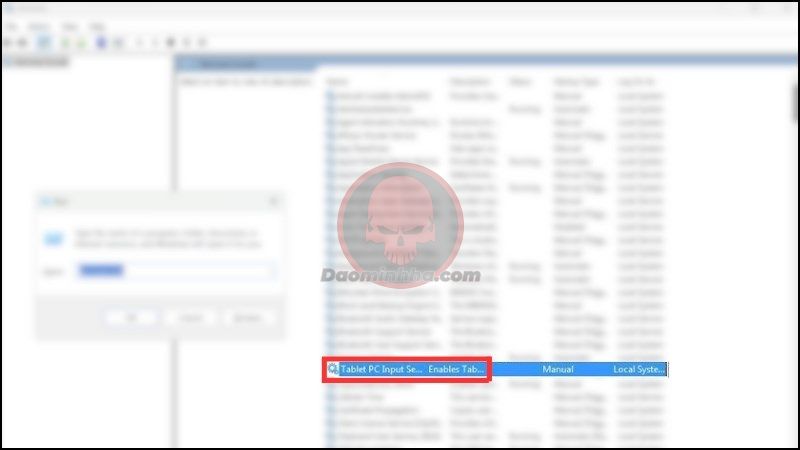 Vô hiệu hóa Tablet PC Input Service